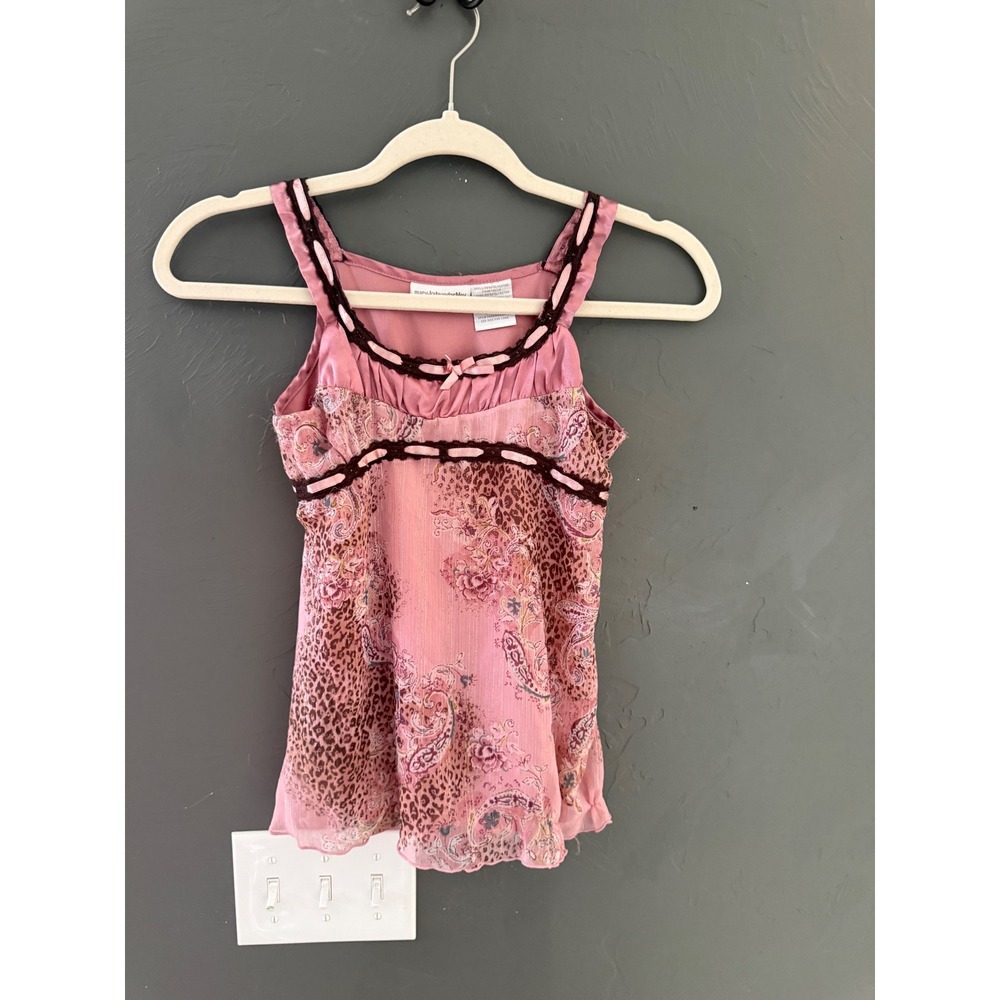 Mary-Kate and Ashley Vintage Y2K Pink Paisley Leopard Tank Top Girls M 7/8